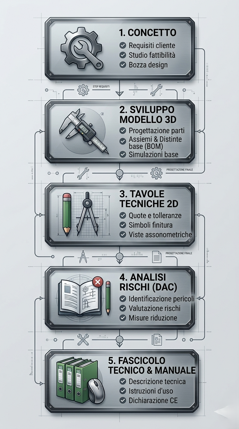 Percorso indicativo per standardizzazione del processo di progettazione meccanica in PMI e startup, elenco documentazione e principi da seguire