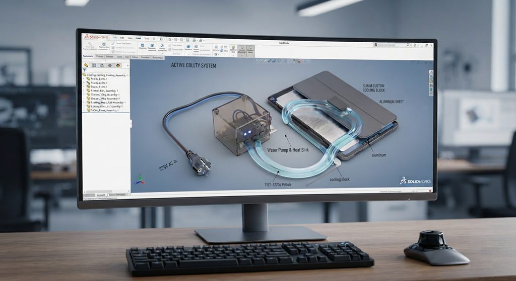 Rendering CAD del dispositivo, Solidworks 2025